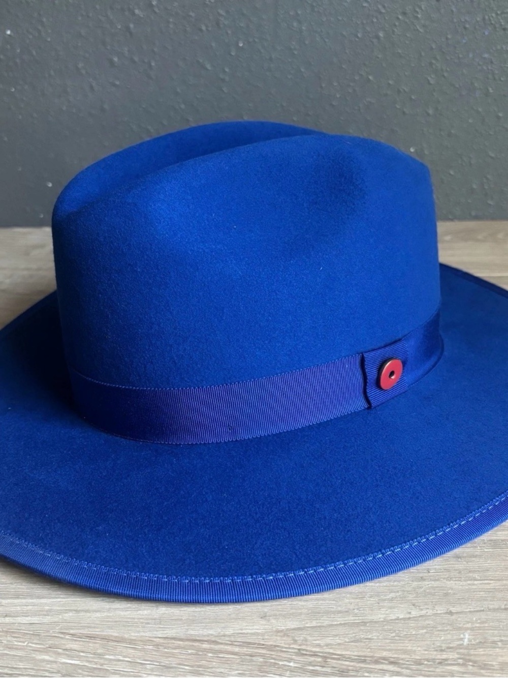 Keith James 100% Wool Blue Fedora Hat Sz L